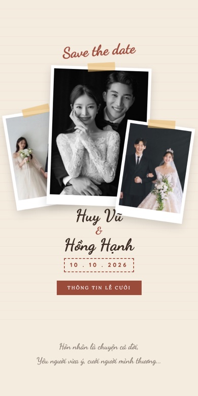 Mẫu thiệp cưới online Hồi Ký