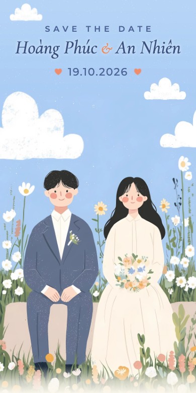 Mẫu thiệp cưới online Nắng Mây