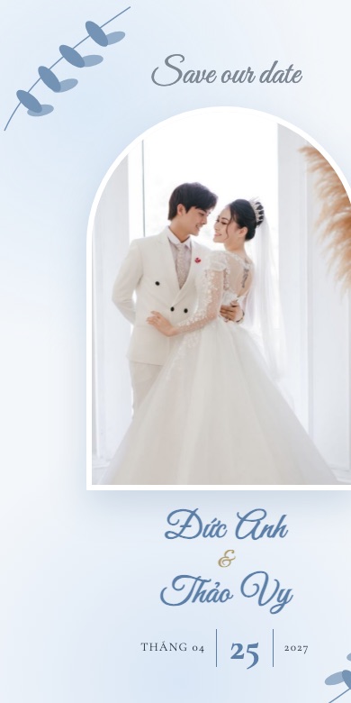Mẫu thiệp cưới online Pastel - Xanh Dịu Dàng