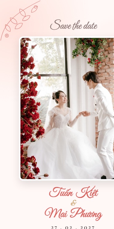 Mẫu thiệp cưới online Mẫu Đơn - San Hô