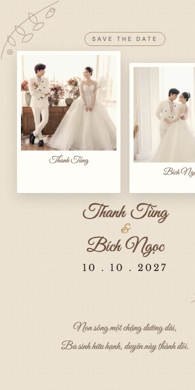 Mẫu thiệp cưới online Vintage - Giấy Kraft