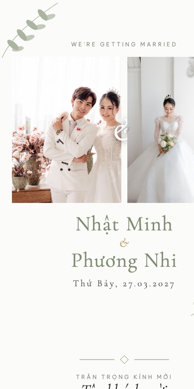Mẫu thiệp cưới online Sage Minimal - Xanh Bạc Hà
