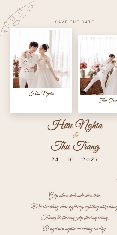 Mẫu thiệp cưới online Mocha - Nâu Cà Phê