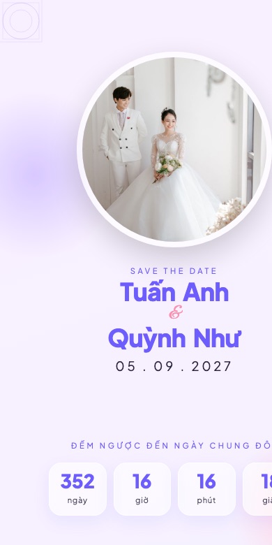 Mẫu thiệp cưới online Glass Pastel - Tím Nhạt